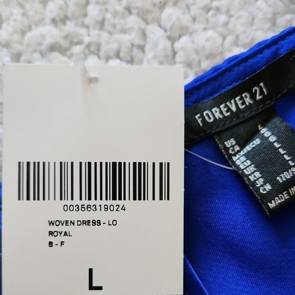 Forever 21 Royal Blue Maxi Slip Sheath Dress Cami Straps High Slit Sz L NWT - Picture 16 of 16